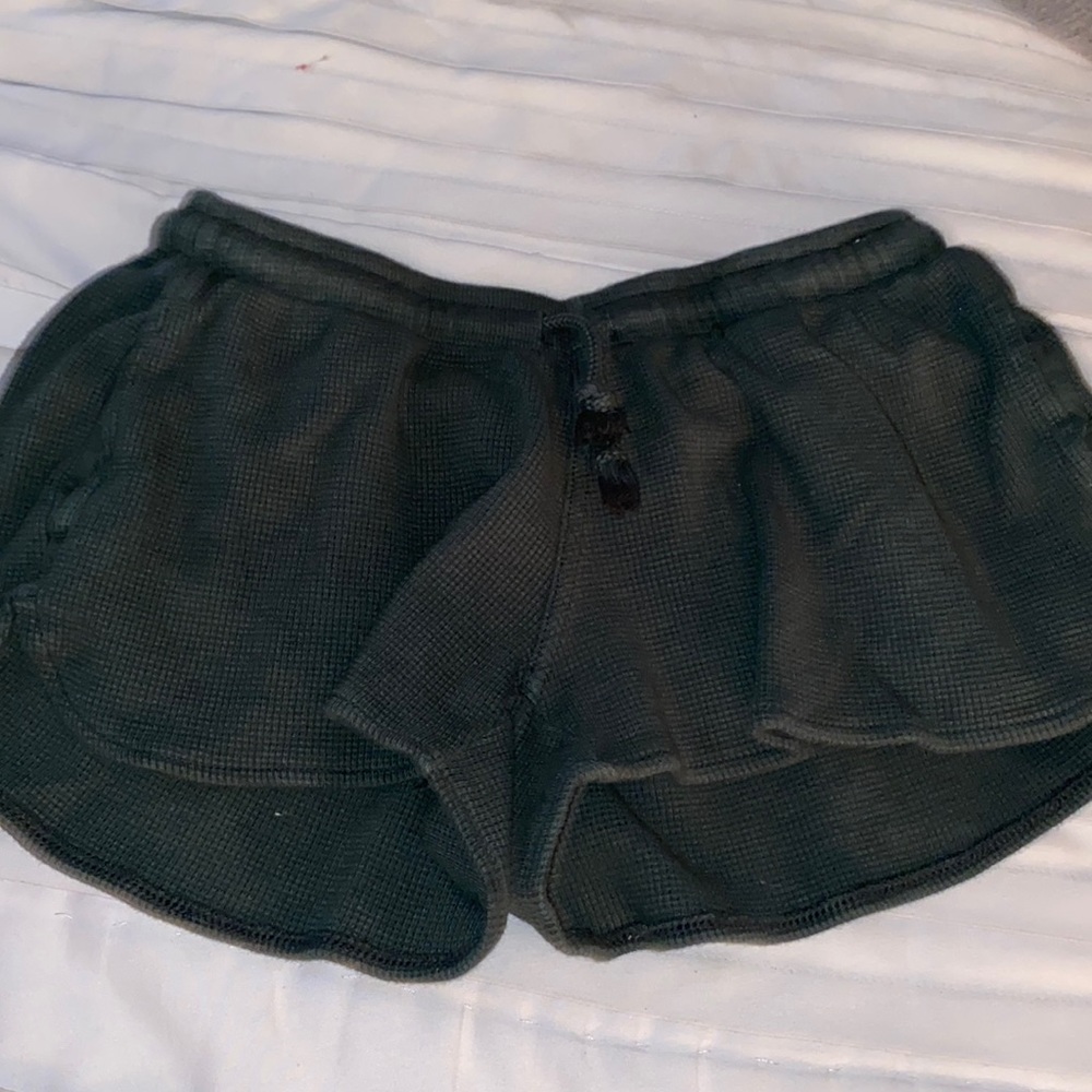 green low rise brandy waffle knit shorts